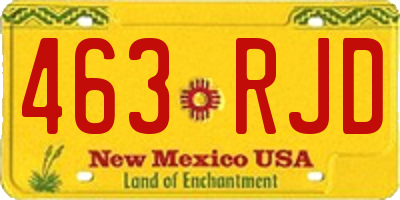 NM license plate 463RJD