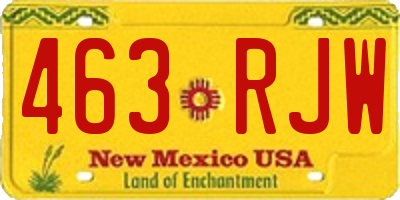 NM license plate 463RJW