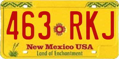 NM license plate 463RKJ