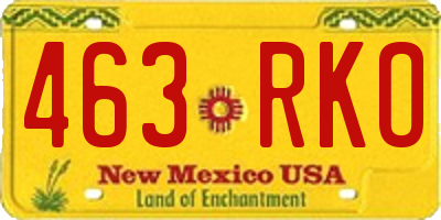 NM license plate 463RKO