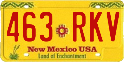 NM license plate 463RKV