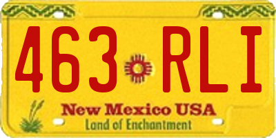 NM license plate 463RLI