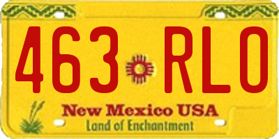 NM license plate 463RLO