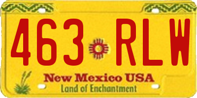 NM license plate 463RLW