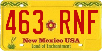 NM license plate 463RNF