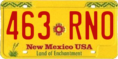 NM license plate 463RNO