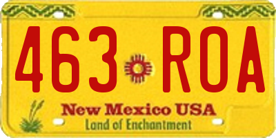 NM license plate 463ROA