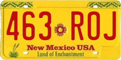 NM license plate 463ROJ