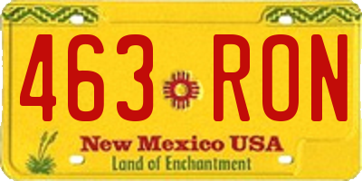 NM license plate 463RON