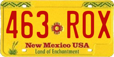 NM license plate 463ROX