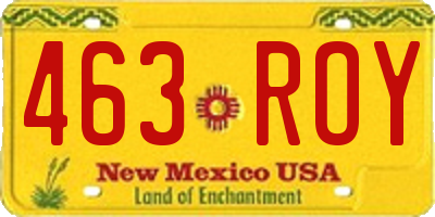 NM license plate 463ROY