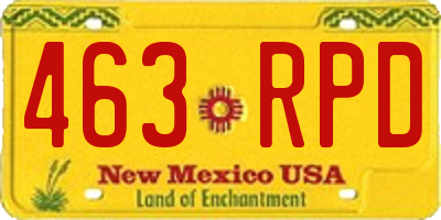 NM license plate 463RPD