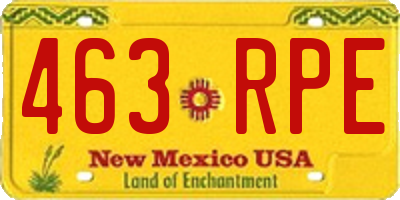 NM license plate 463RPE