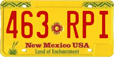 NM license plate 463RPI