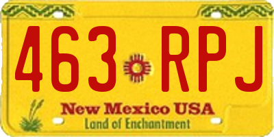 NM license plate 463RPJ
