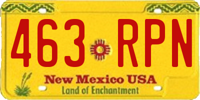 NM license plate 463RPN