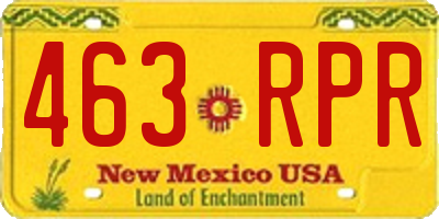 NM license plate 463RPR
