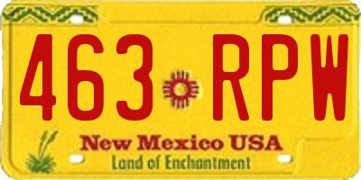 NM license plate 463RPW