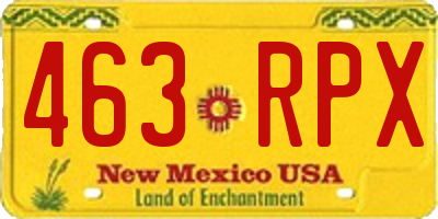 NM license plate 463RPX