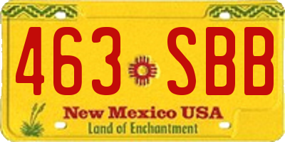 NM license plate 463SBB