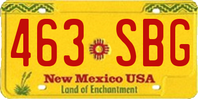 NM license plate 463SBG