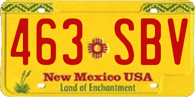 NM license plate 463SBV