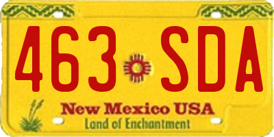 NM license plate 463SDA
