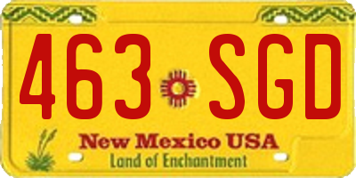 NM license plate 463SGD