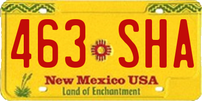 NM license plate 463SHA