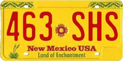 NM license plate 463SHS