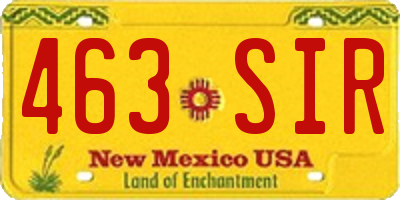 NM license plate 463SIR