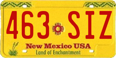 NM license plate 463SIZ