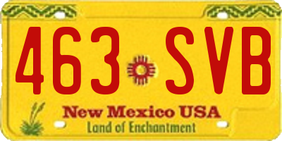 NM license plate 463SVB