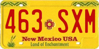 NM license plate 463SXM