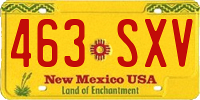 NM license plate 463SXV