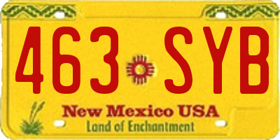NM license plate 463SYB