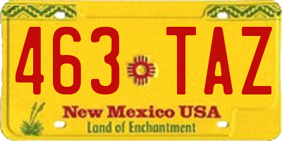 NM license plate 463TAZ