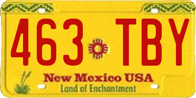 NM license plate 463TBY