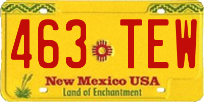 NM license plate 463TEW