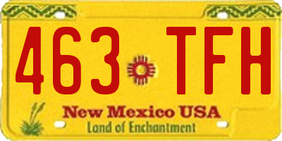 NM license plate 463TFH