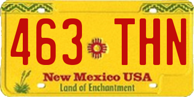 NM license plate 463THN