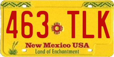 NM license plate 463TLK