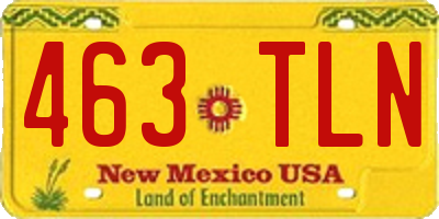 NM license plate 463TLN