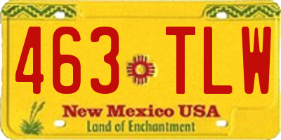 NM license plate 463TLW