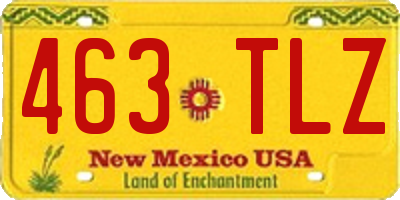 NM license plate 463TLZ