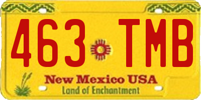 NM license plate 463TMB