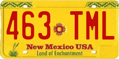 NM license plate 463TML