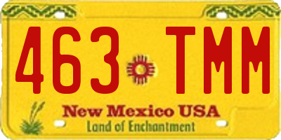 NM license plate 463TMM