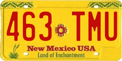 NM license plate 463TMU