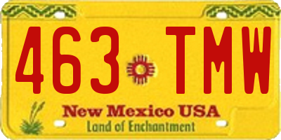 NM license plate 463TMW